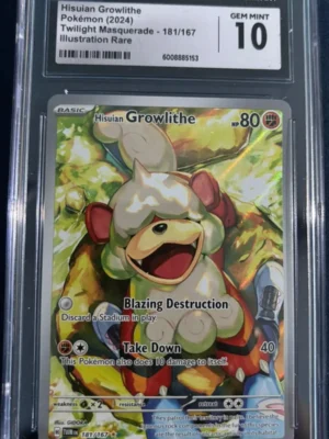 Hisuian Growlithe IR Twilight Masquerade CGC Gem Mint 10 slab