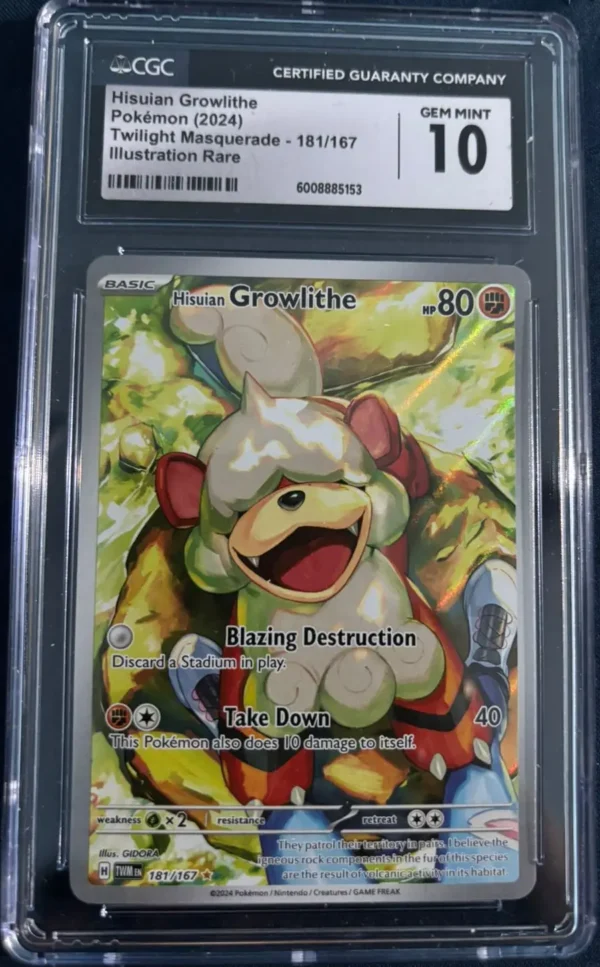 Hisuian Growlithe IR Twilight Masquerade CGC Gem Mint 10 slab